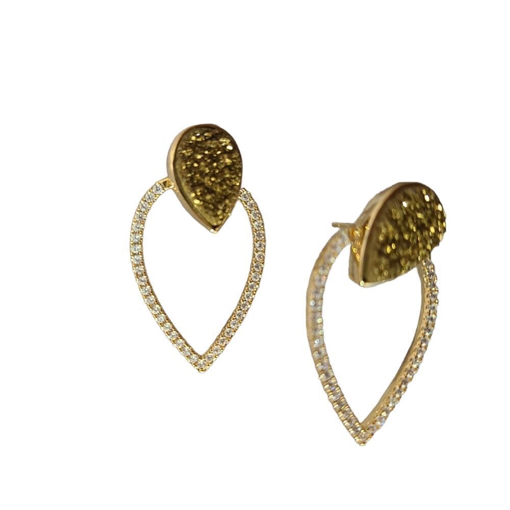 Goldtone Druzy Tear Drop Earrings NWOT